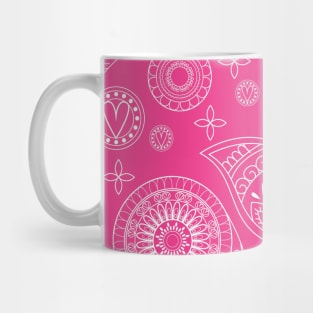 Mandala Pattern Pink and White Halloween Fall Autumn Season Mug